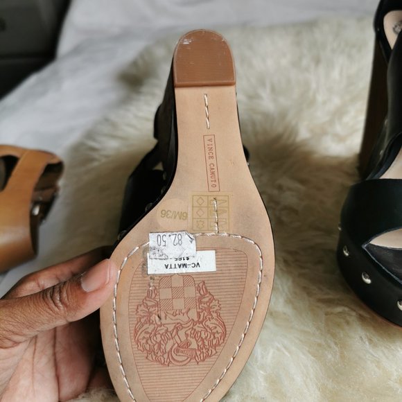 Vince Camuto MATTA Studded Platform Wedge - 2 Pairs available, Black and Tan - Picture 6 of 6